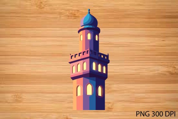 Colorful Islamic Mosque Minaret Art Review