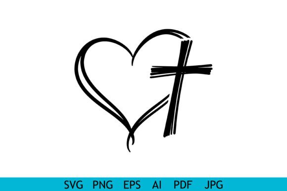 Heart Cross Christian Line Art Review for Real Embroidery Projects