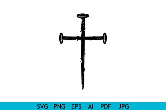 Nail Cross Christian Line Art for Embroidery Projects