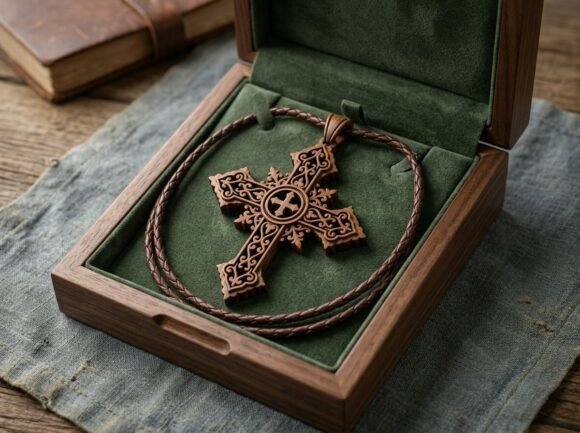 Ornamental Cross Pendant Laser Cut for Embroidery Projects