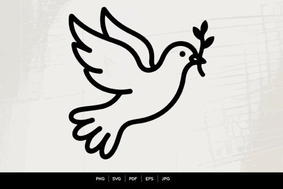Peace Dove Outline Icon: A Subtle Embroidery Design for Meaningful Projects
