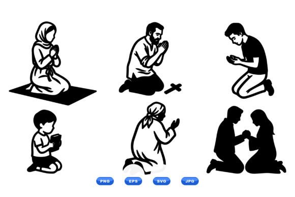 Prayer Silhouette Clipart Set: A Designer's Perspective